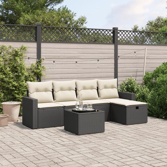 vidaXL-6-delige-Loungeset-met-kussens-poly-rattan-zwart