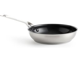 KitchenAid Stainless Steel Koekenpan 24cm - PFAS-vrije antikleeflaag - Koekenpan inductie - Keramische pan - Ovenbestendig tot 160°C - Zilver