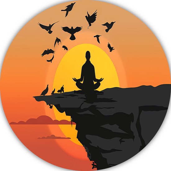 Plaque murale personne - Peinture Mensch - Décoration murale autour de la nature - Peintures industriels - Plaque murale - Oeuvre murale cercle aluminium 90x90 cm