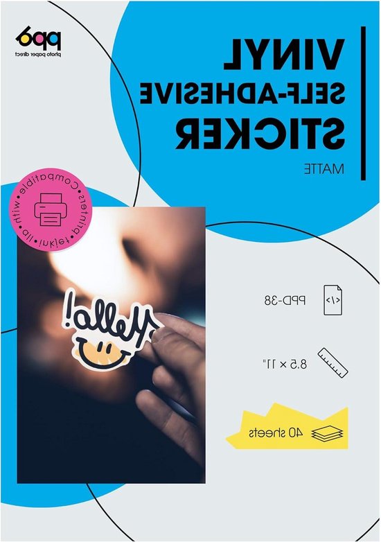 40 Sheets Inkjet White Matt Self-adhesive Vinyl Sticker Film Tear ...