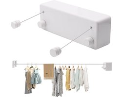 Dubbele kabel intrekbare waslijn - uittrekbare waslijn - instelbare waterdichte hangende waslijn - wandgemonteerde waslijn voor binnen - tot 42 meter