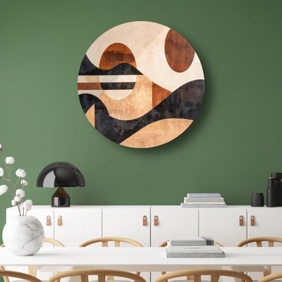Tableau art abstrait rond - Décoration murale Art Deco rond - Décoration murale ronde Salon - Tableau Vintage - Tableau rond - Décoration murale salon cercle mural aluminium 50x50 cm
