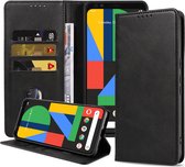 Smartphonica Telefoonhoesje geschikt voor Google Pixel 4 kunstleren hoesje met magnetische sluiting en pashouders book case - Zwart geschikt voor Google Pixel 4