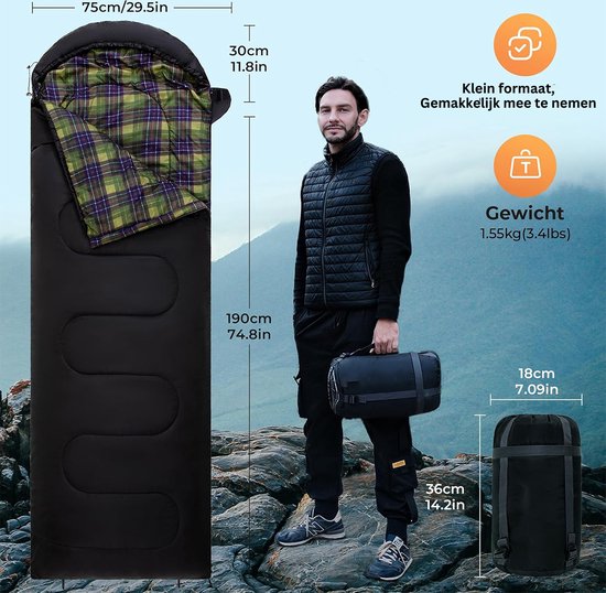 Mummieslaapzak Voor De Zomer - Lichtgewicht En Compact - 950 G Outdoor Slaapzak Voor Volwassenen Sleeping Bag Camo