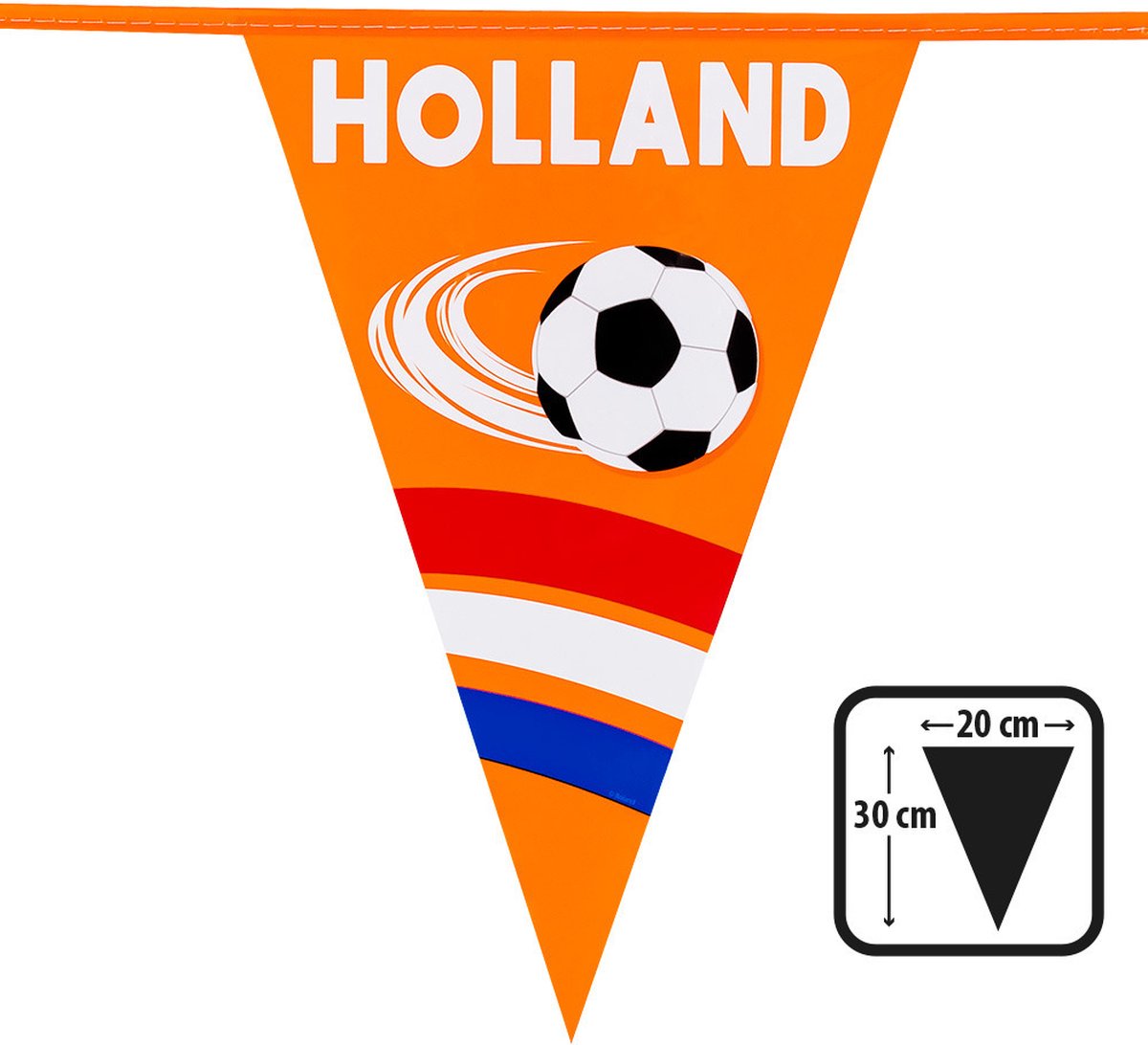 Boland Vlaggenlijn feestslinger - 2x - oranje/holland met voetbal - 6 meter - 15 vlaggen - kunststof — afbeelding 4