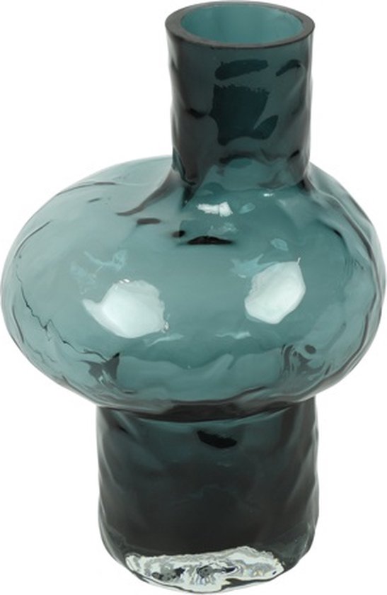 Countryfield Flower Vase Bubblegum Medium - verre transparent - marron cognac - D16 x H21 cm - vase fait main