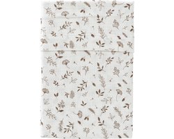 Cottonbaby Soft Wieglaken - 75x90 cm - Leaves White/Taupe