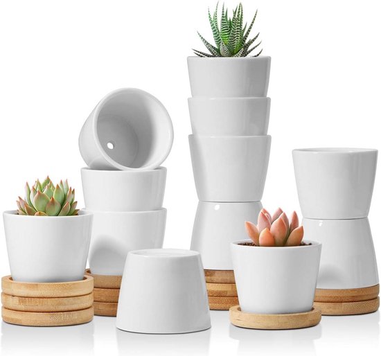 Excelsa Mexican Flower Pot Coaster, Dolomite Ceramic and Cork, 16 x 16 cm