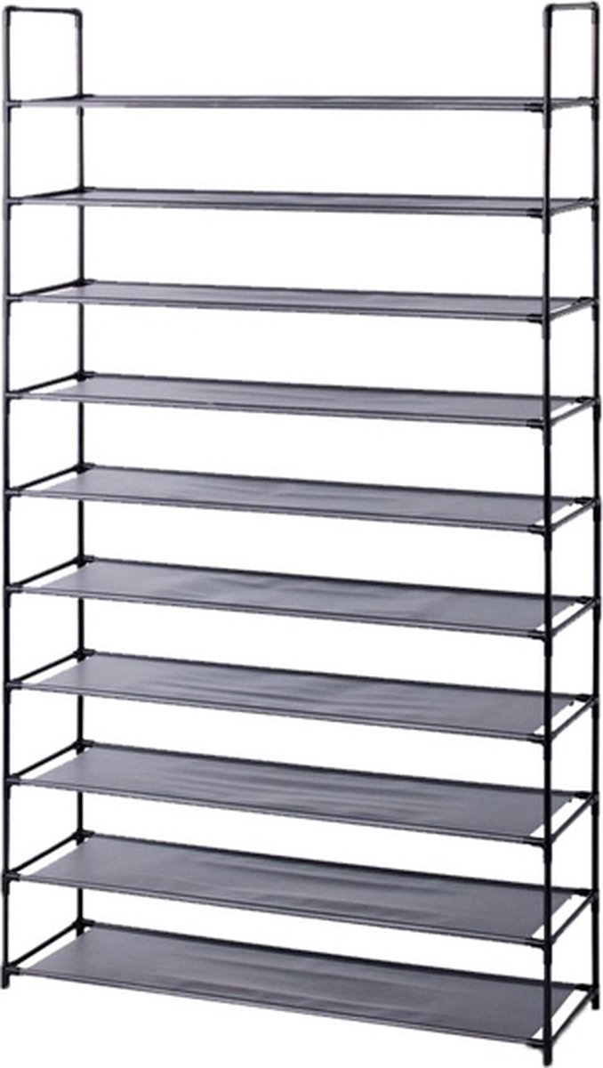 Lowander XL schoenenrek 10-laags - Schoenen opbergsysteem - 20 tot 30 paar schoenen - 46 x 28 x 175 cm - Zwart