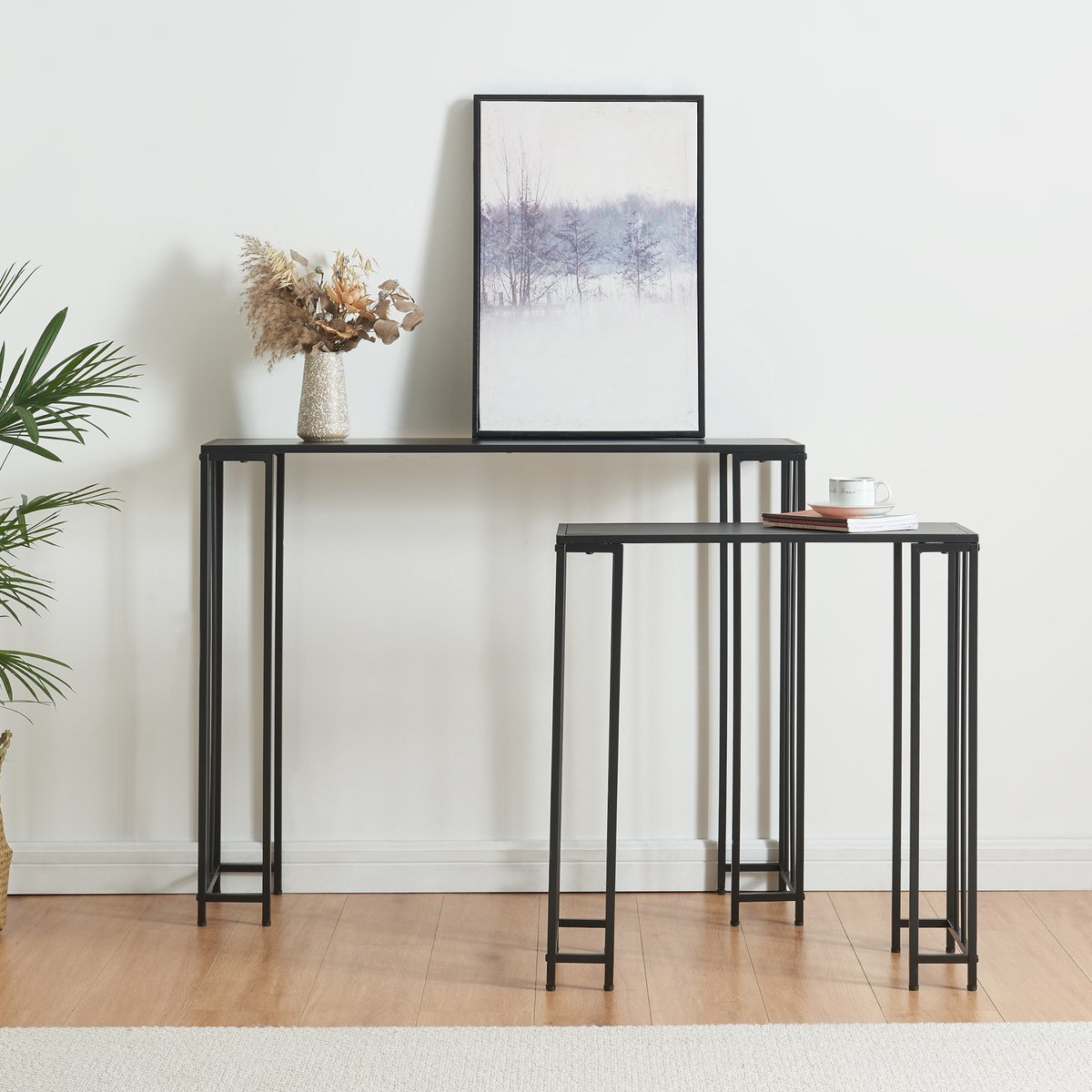 en.casa Console tafel Ørsta set van 2 zwart [en.casa]