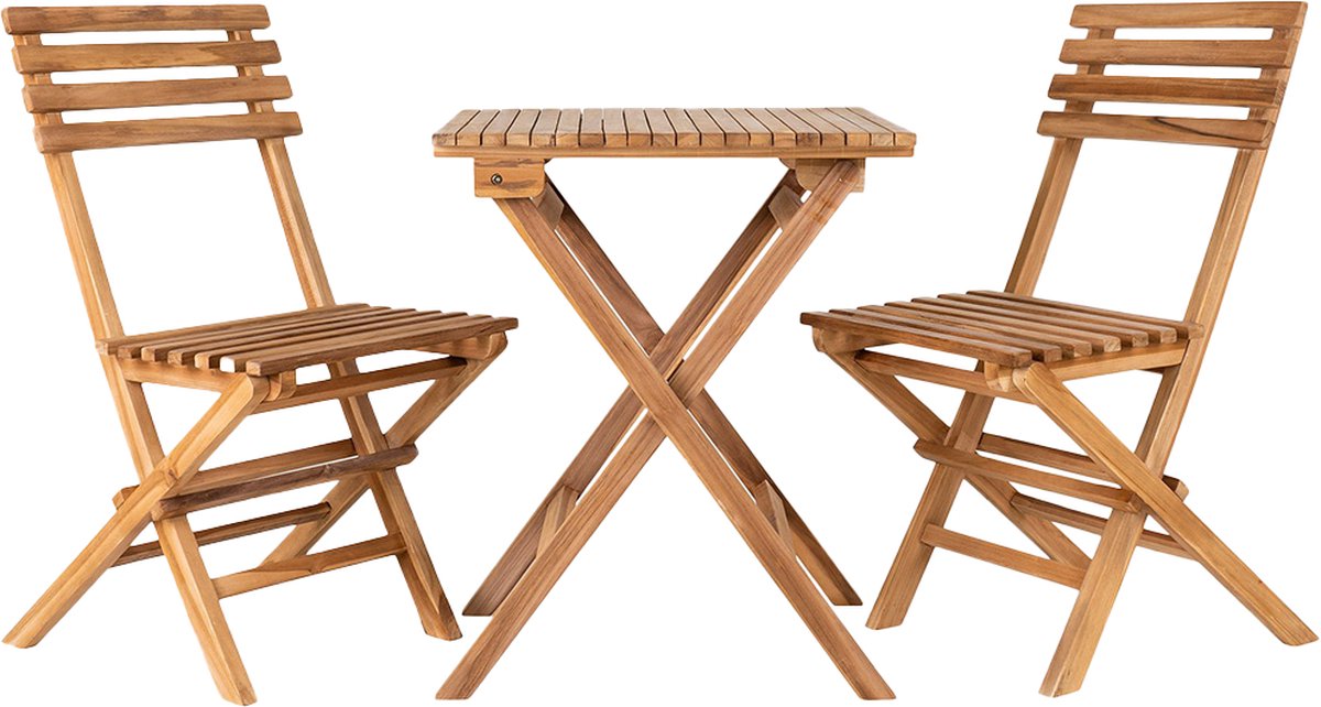 Artichok Lenneke Houten Bistroset Naturel - Teakhout - Set van 2 Tuinstoelen + Tuintafel - Balkonset Artichok Lenneke Houten Bistroset Naturel - Teakhout - Set van 2 Tuinstoelen + Tuintafel - Balkonset - Afbeelding 1