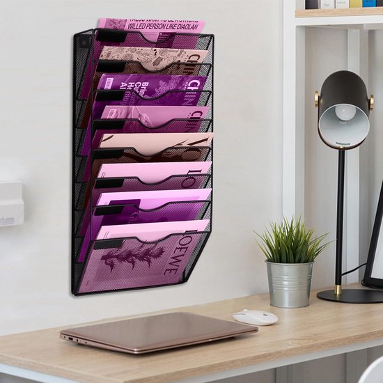 Porte Document Mural à 5 étages,Rangement Mural Bureau Avec 6