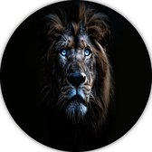 Tableau rond Lion - Décoration murale animalière ronde - Plaque murale Crinière - Tableau Vintage - Forex - Décoration chambre mur cercle forex 50x50 cm