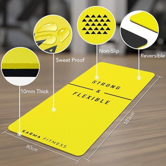 Extra brede en extra dikke Grote trainingsmat voor mannen en vrouwen - 183 cm x 80 cm x 10 mm - TPE Fitness antislip yogamat voor thuis HIIT workouts pilates gymnastiek Yogamat — afbeelding 2