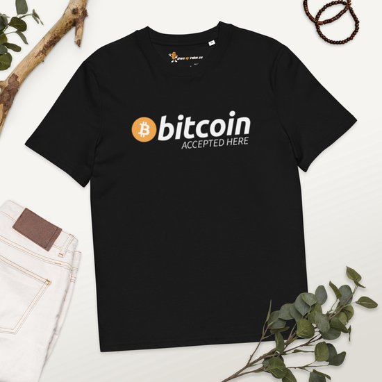 Bitcoin T-shirt - Bitcoin Accepted Here - Unisex - 100% Biologisch Katoen - Zwart - Maat 2XL | Bitcoin cadeau| Crypto cadeau| Bitcoin T-shirt| Crypto T-shirt| Crypto Shirt| Bitcoin Shirt| Bitcoin Merch| Crypto Merch| Bitcoin Kleding