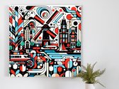 Abstract amsterdam schilderij | Amsterdam's avant-garde abstraction: a vibrant masterpiece of urban art | Kunst - 100x100 centimeter op Forex | Foto op Forex