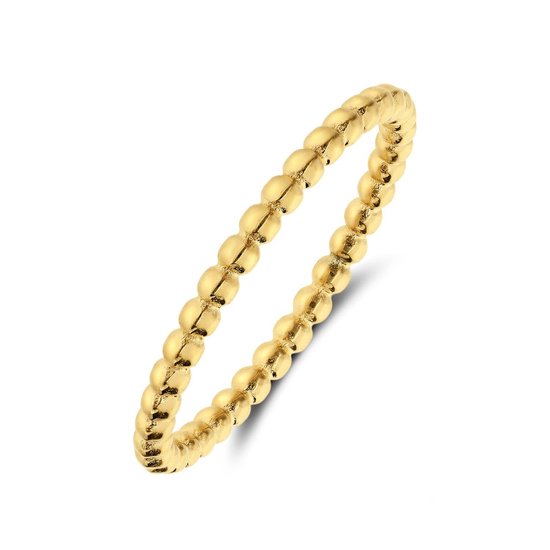Lucardi Dames Stalen goldplated ring bolletje 3mm - Ring - Staal - Goud - 19 / 60 mm