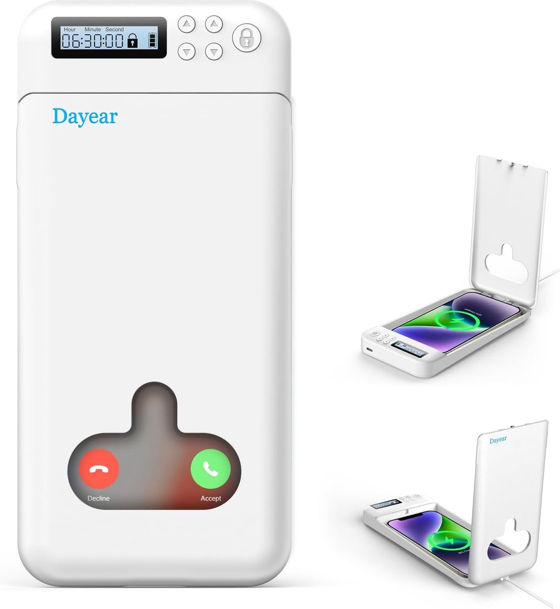 Dayear Timed Locker Box voor Telefoon - Zelfbediening Telefoon Timer Lock Box voor iPhone/Android-telefoons (Max.67 inch) - Help Kinderen/Studenten/Volwassenen Houd Telefoon
