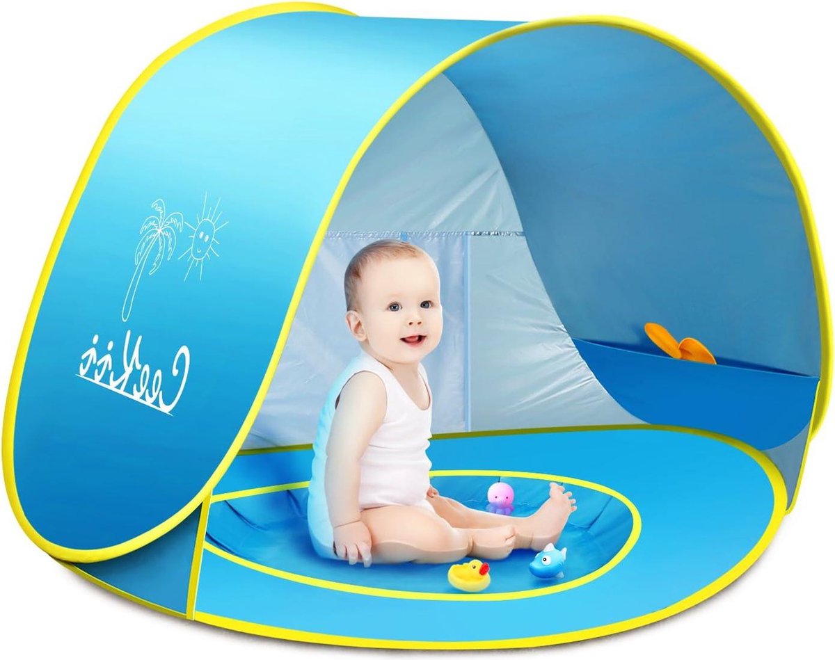 Tente De Plage Pop-Up Anti-UV 50+ - Design Capybara, Fenêtre Zippée - Pour Bébé, Enfant, 2 Personnes - Idéale Plage, Pique-nique, Jardin