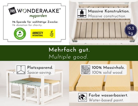 WONDERMAKE® Design kinderzitgroep buiten tuin hout met hoes, kinderzitgroep binnen picknickgroep vanaf 3 jaar, wit kleurrijk van WONDERMAKE — afbeelding 3