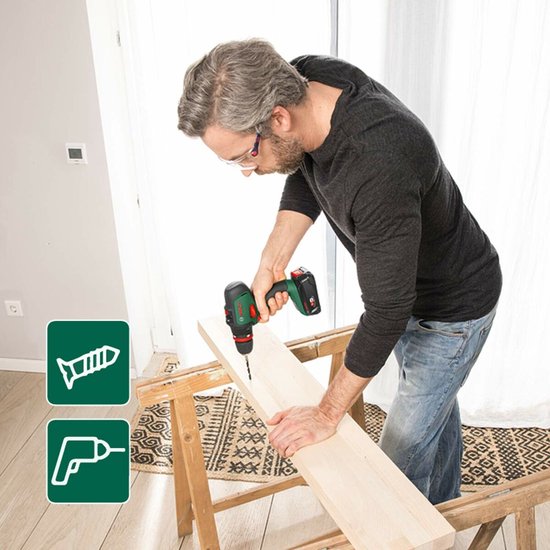 Bosch Home and Garden AdvancedDrill 18 Accu-schroefboormachine 18 V 2 snelheden Incl. 2 accu’s, Incl. koffer, Incl. lad