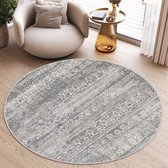 Tapiso Valley Tapis Rond Gris Clair Tapis Scié À Poils Courts Taille - 80x80
