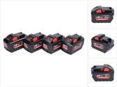 Milwaukee M18 HB12 High Output accuset 4x 18 V 12.0 Ah / 12000 mAh Li-Ion ( 4x 4932464260 ) met laadniveau-indicator