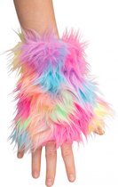 KIMU Vingerloze Handschoenen Pastel Regenboog Bont - Handschoen Zonder Vingers Pride - Unicorn Gekleurd Handschoen Dames Heren Jongen Meisje Festival