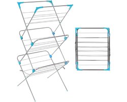 Heavy Duty premium kwaliteit gelegeerd staal 3-laags kleding luchtdroger - wasdroger waslijn paard indoor outdoor handdoekrek - 15 m droogruimte - antislip voeten - hoekruimtes voor hangers met snelle levering