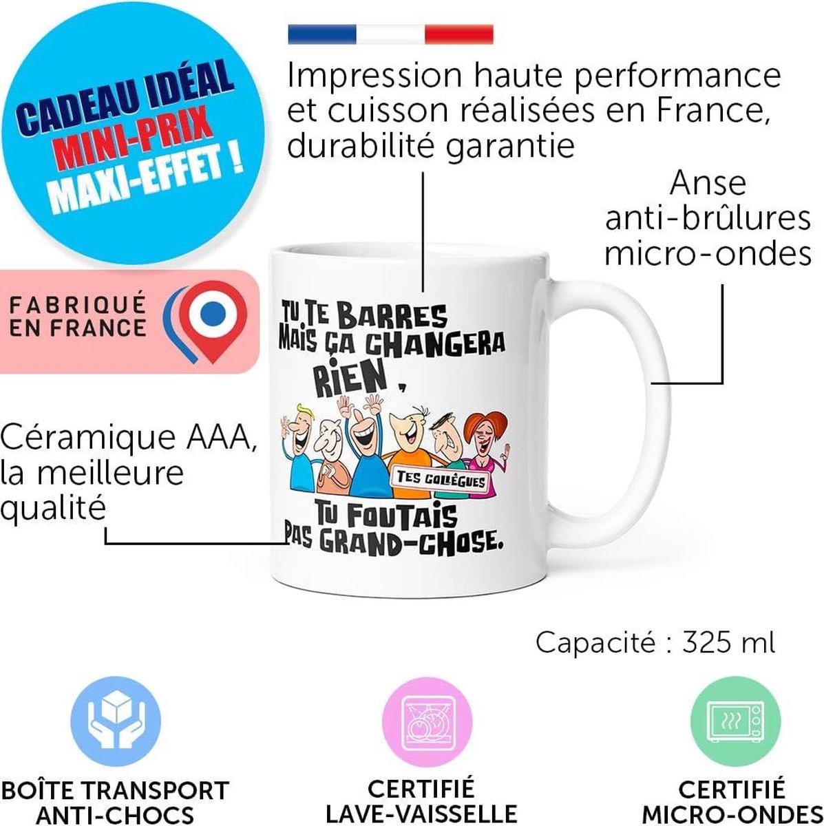 LolaPix Adieu Travail Tasses Originales à Offrir Cadeau Collègue Travail Cadeau Amitie Tasse Céramique 330 Ml FBA 2026