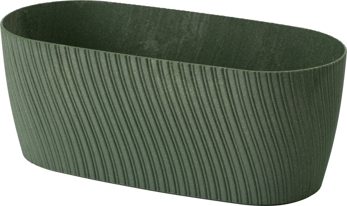 Form Plastic Plantenbak/bloembak Waves - kunststof - donkergroen - L27 x B12 x H11 cm - rond