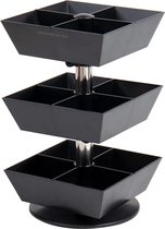 Yiomxhi Lazy Susan Theebox 360° Draaibaar - 8 Vakken, 2 Etages Organizer Voor Theezakjes En Koffiepads, Zwart