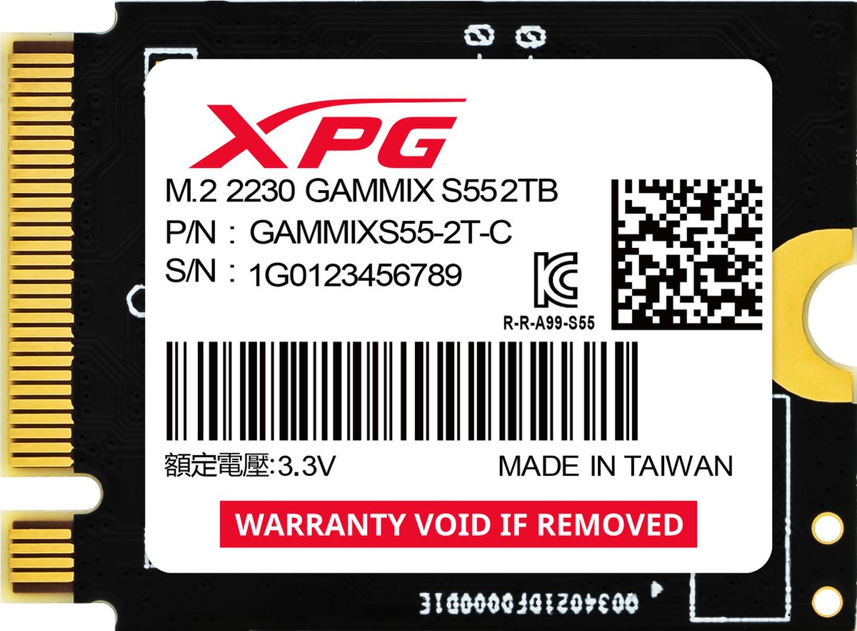 ADATA XPG GAMMIX S55 2 TB ssd PCIe 4.0 x4, NVMe 1.4, M.2 2230