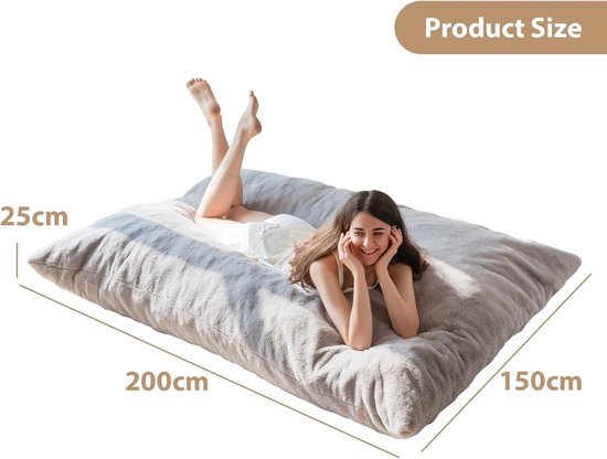 Pouf géant en peluche, pouf de rangement, pouf de canapé, en fourrure douce et moelleuse, portable pour salon, canapé-lit, sans remplissage