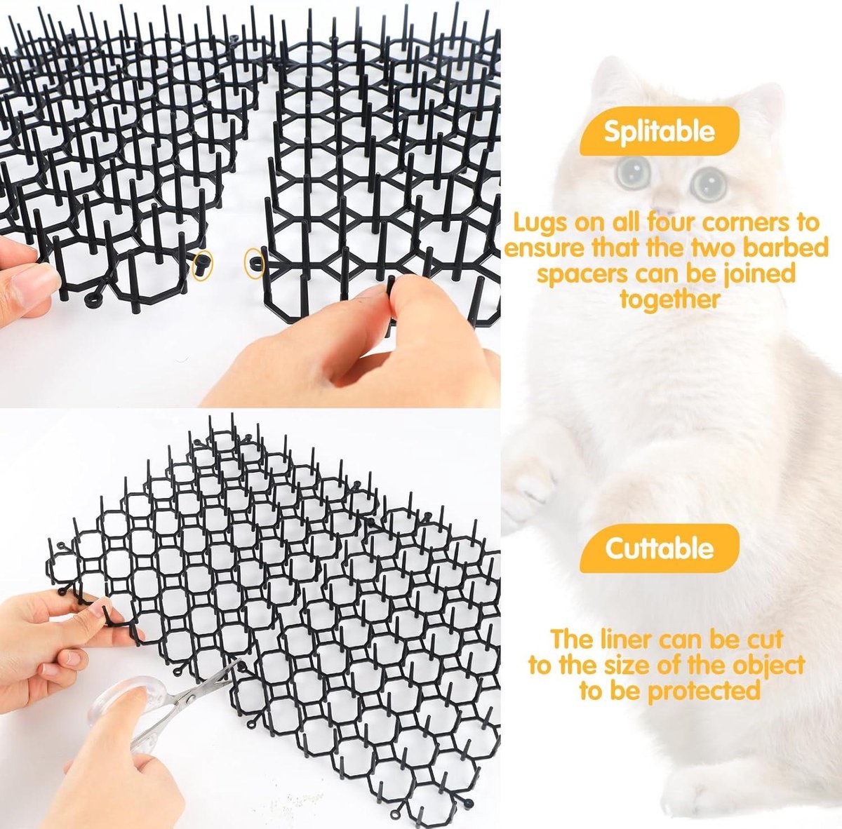 Lot De 15 Tapis Anti-chat Avec Pointes Souples - Protection Pour Balcon Et Jardin - 20x15 Cm - 11