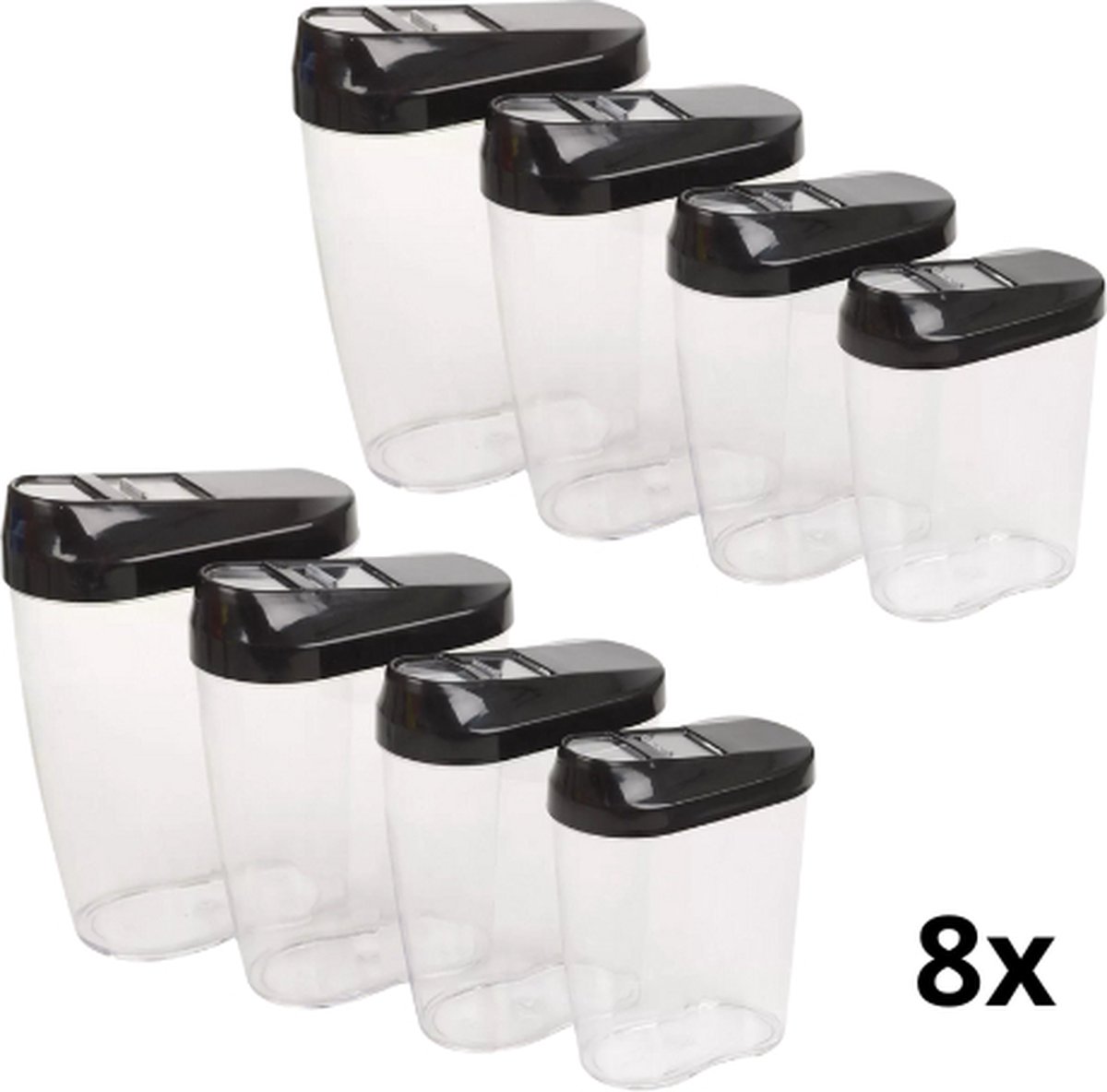 Voorraadpotten - Voorraadpotten 8 stuks - Voorraadpotten set - BPA Vrij - Voorraadbussen - Snoep pot - Organize potten - Keukenpotten - Opbergpotten - Complete Set 8 stuks