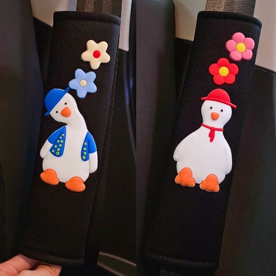 Zachte Gordelbeschermers - Geschikt voor Kinderen - Set van 2 Gordelhoezen - Zachte Gordel Hoes Beschermer - Eenden / Ganzen - Auto Accessoires