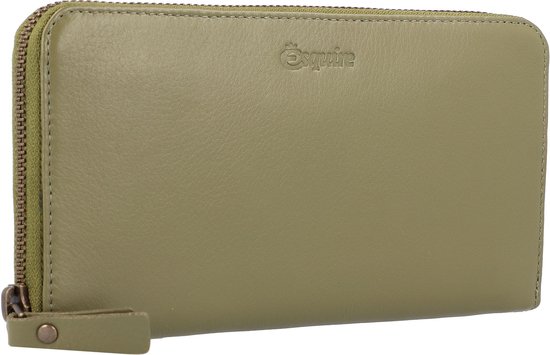 Esquire Cuir Porte-monnaie Peru Zip Around Wallet Olive