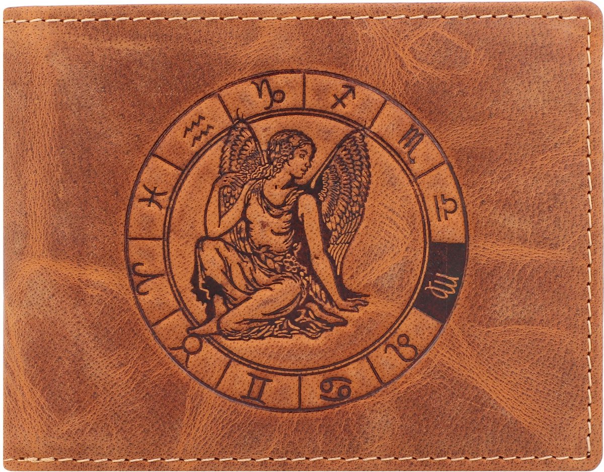 Greenburry - Vintage Lederen Heren Portefeuille Met Maagd Sterrenbeeld