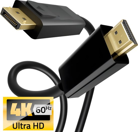 Active DisplayPort naar HDMI Kabel - 2 Meter - Tot 4K Ultra HD 60Hz - Actieve DP (Male) naar HDMI (Female) Converter