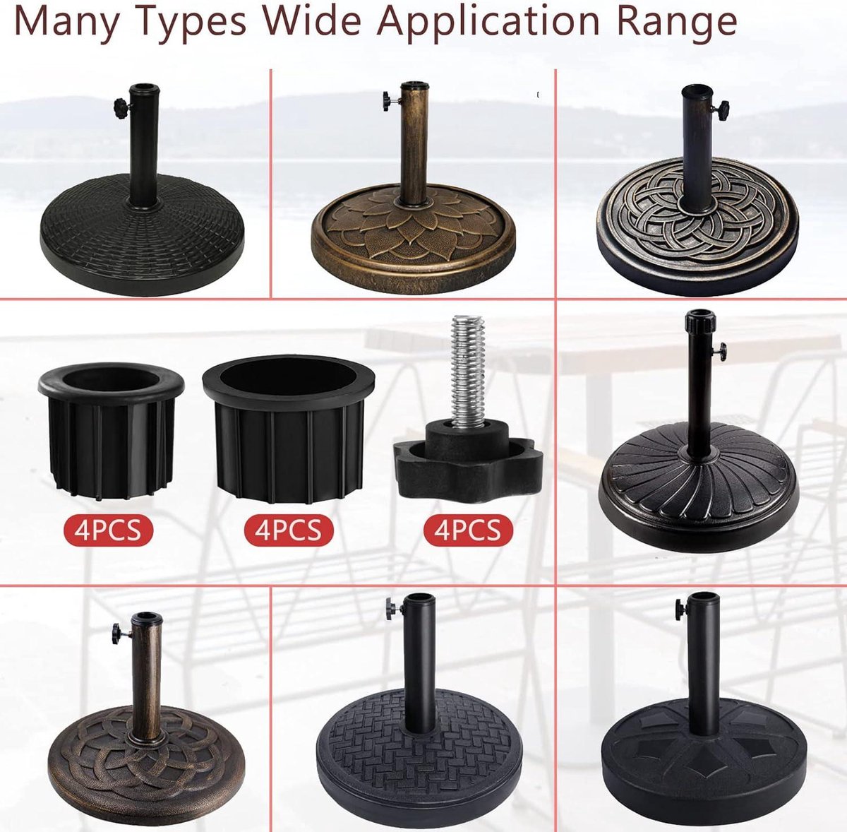 Tinoaly 6 Pièces Rechange Pied Parasol, Couvercle En Plastique