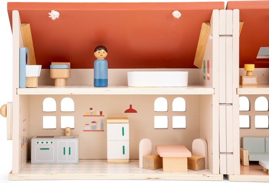 Maison De Poupée En Bois Eitech New Classic - Jouet Pour Enfants 18 Mois+, Blanc