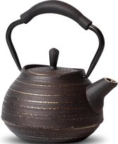 Bol.com 650 ml Gietijzeren Theepot met Infuser voor Losse Bladeren en Koffie - Kookplaat Veilig - Japanse Theepot met Geëmaillee... aanbieding