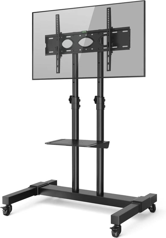FITUEYES TV-beugel met wielen voor schermen van 70 tot 100 inch, tv-kast op wieltjes, in hoogte verstelbaar, max. VESA 850 x 600 mm tot 80 kg