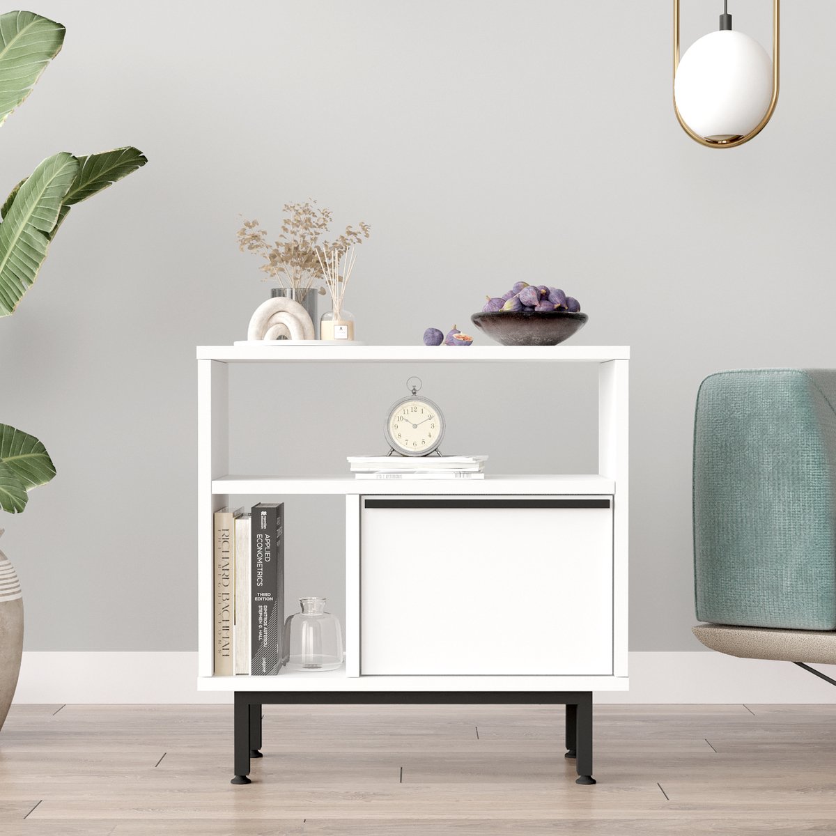 Bijzettafel Vesanto 60x60x25,5 cm wit en zwart [en.casa]