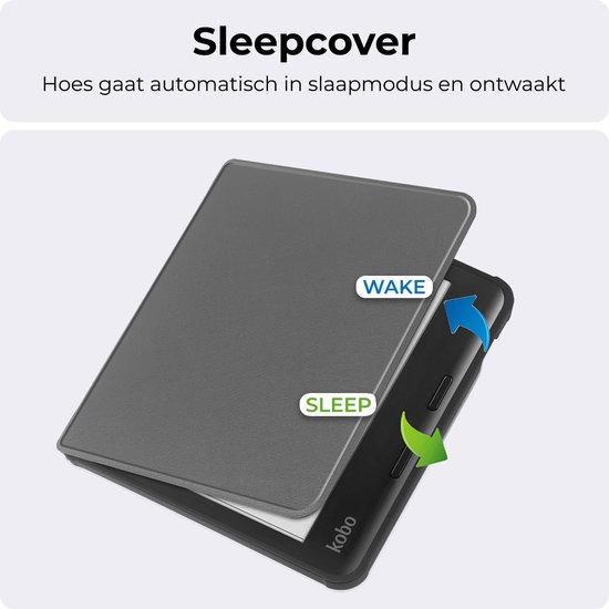 Hoesje Geschikt voor Kobo Libra Colour Hoesje Luxe Bescherm Case Met Screenprotector - Hoes Geschikt voor Kobo Libra Colour Hoes Book Cover - Grijs van Hoesje  — afbeelding 5