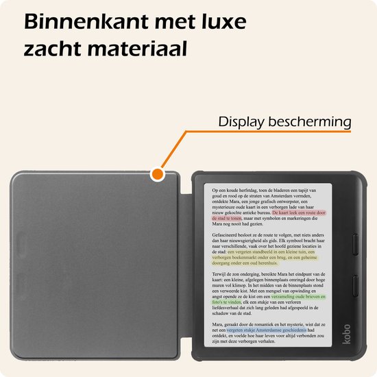Hoesje Geschikt voor Kobo Libra Colour Hoes Book Case - Hoes Geschikt voor Kobo Libra Colour Hoesje Book Cover Met Screenprotector - Graffity van Hoesje  — afbeelding 5