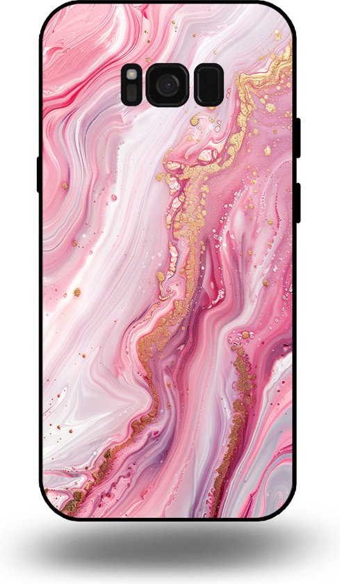 Smartphonica Telefoonhoesje geschikt voor Samsung Galaxy S8 met marmer opdruk - TPU backcover case marble design - Roze geschikt voor Samsung Galaxy S8