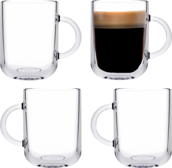 Pasabahce Verres à Café/thé Darjeeling - lot de 4 pièces - verre transparent - 330 ml