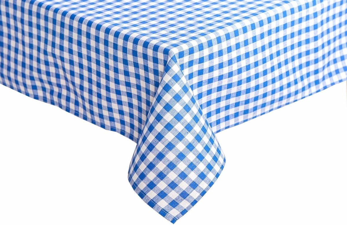 Geruite tafelkleden - Landhaus stijl - 100% katoen - blauw-wit - 130 x 250 cm